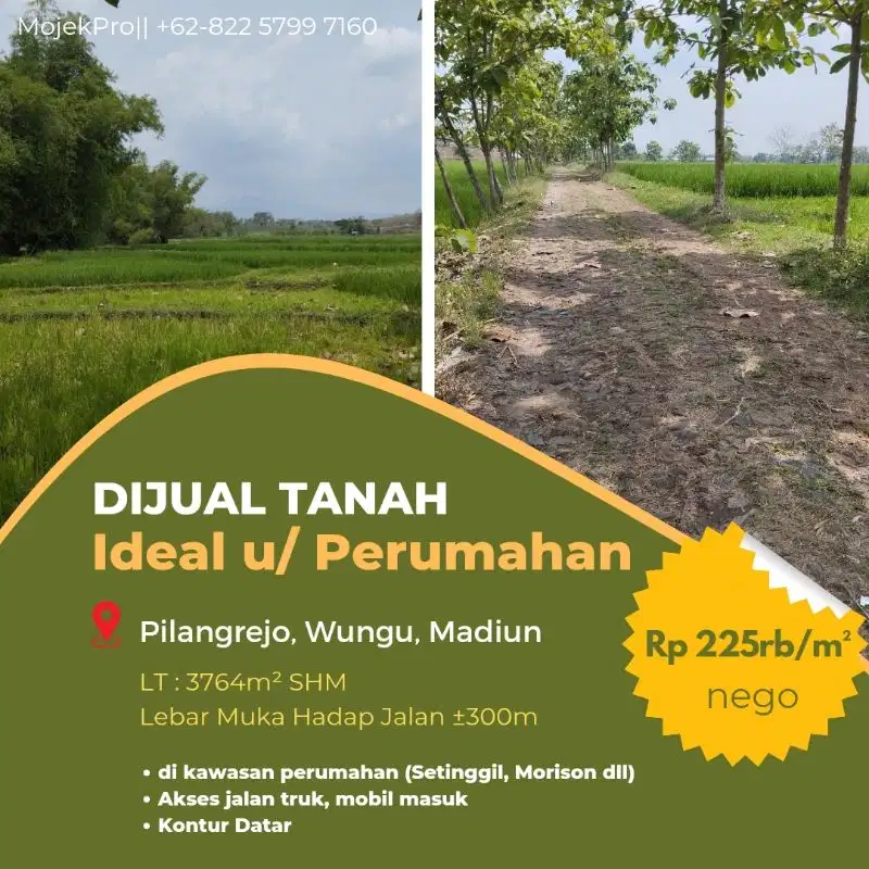 Tanah Pekarangan Pilangrejo LUAS cocok untuk perum