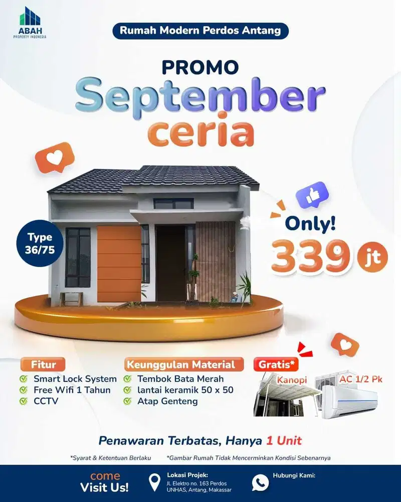 HANYA 1 UNIT, Rumah 330 Jutaan Bebas Banjir Dalam Kota Makassar