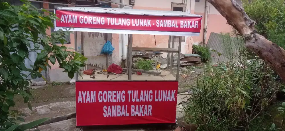 Gerobak + Meja + Kompor 2 tungku