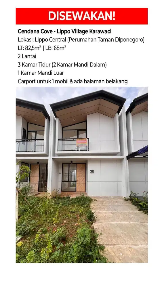 Disewakan Rumah 3 Kamar Tidur di Lippo Karawaci