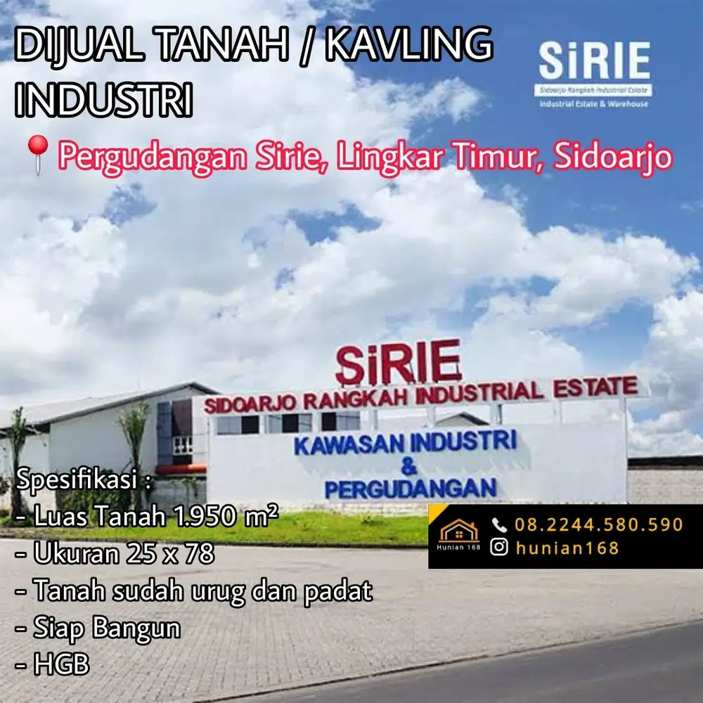 Tanah Kavling Gudang Industri Sirie Safe n Lock Lingkar Timur Sidoarjo