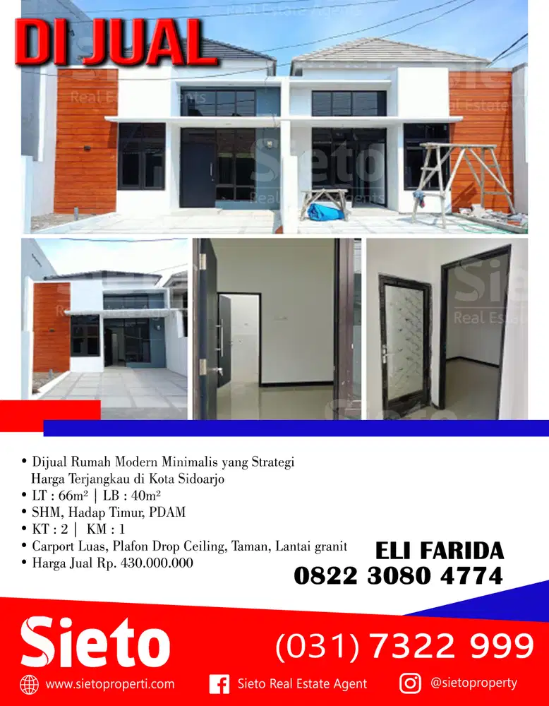 Dijual Rumah Modern Minimalis Harga Terjangkau di Sidoarjo Kota