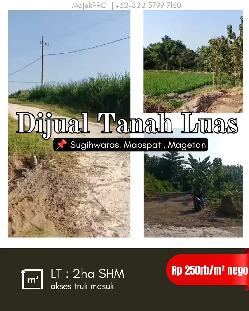 Dijual Lahan Luas Murah Sugihwaras Maospati