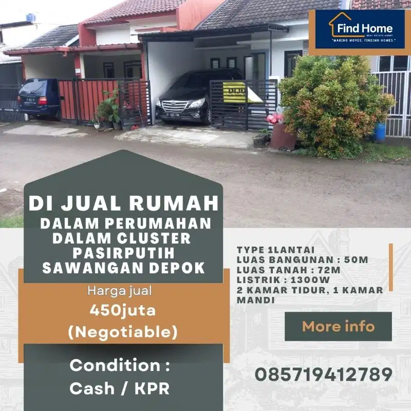 Rumah siapu huni di pasir putih sawangan depok