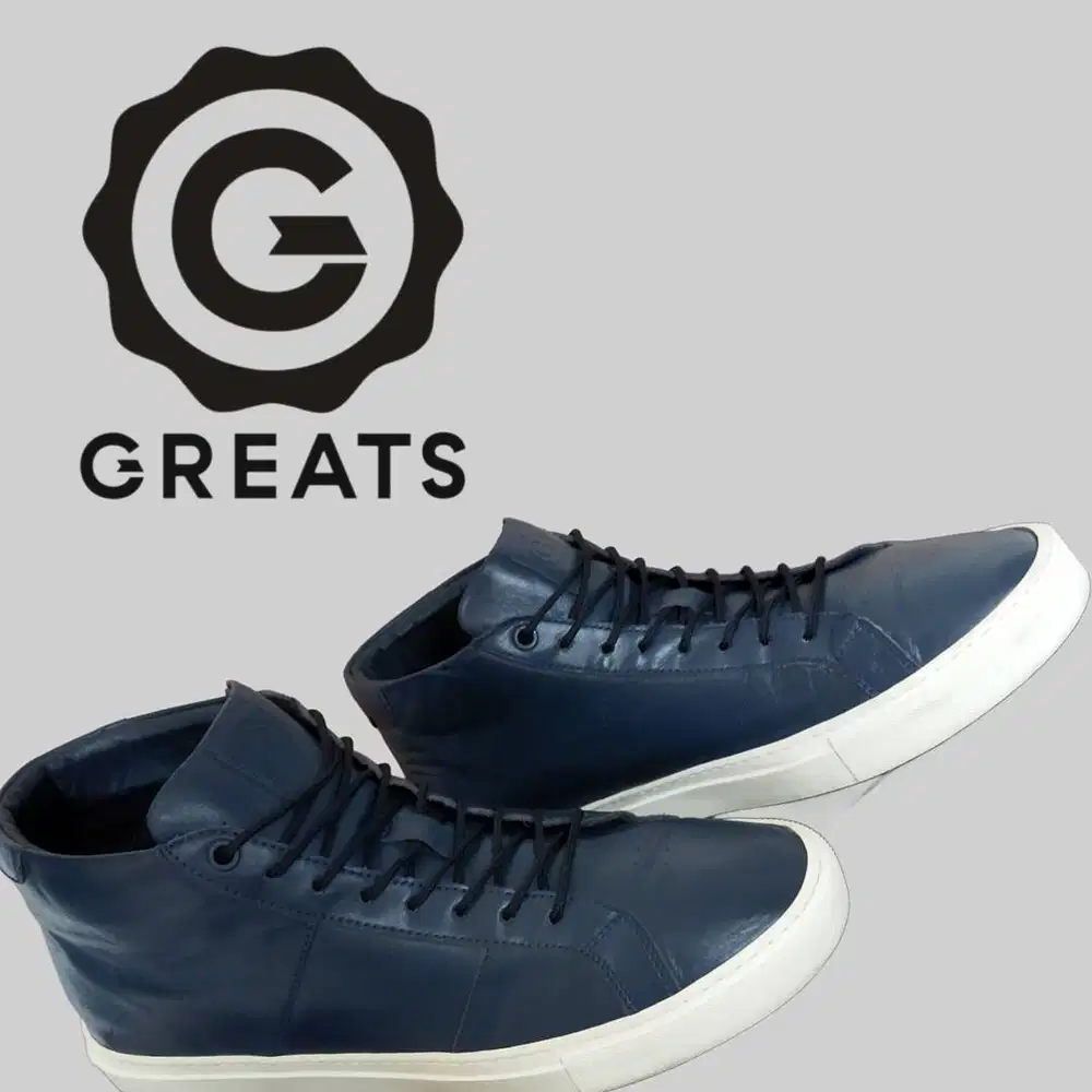 Greats Men's Royale Navy Blue Leather High-Top Sneakers  Size 44