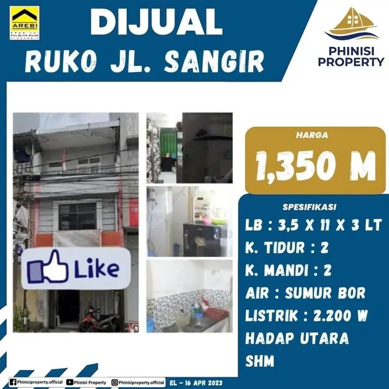 DIJUAL Ruko dalam Kota di Jalan Sangir