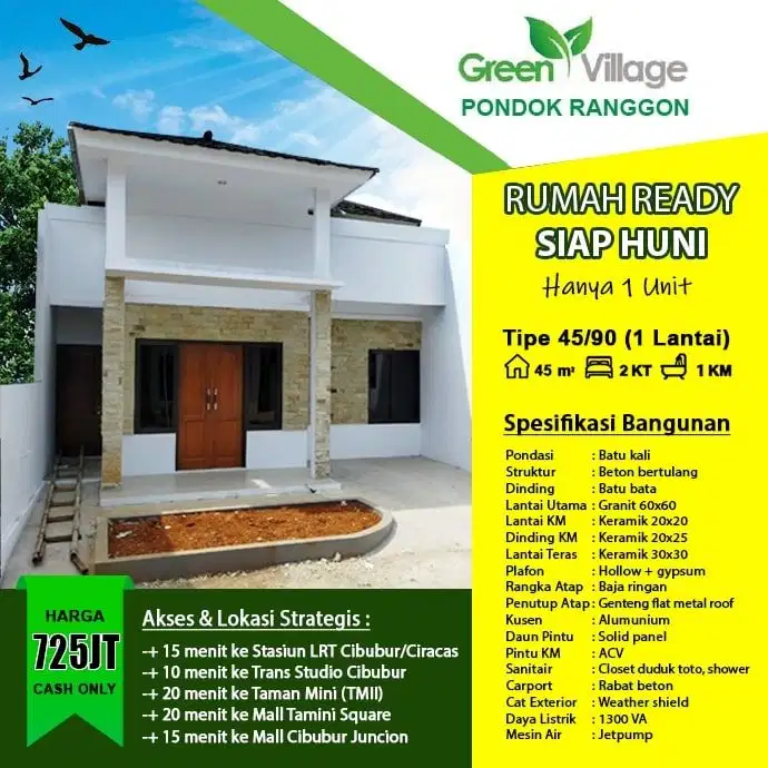 Dijual Rumah Di Pondok Ranggon, Jakarta Timur