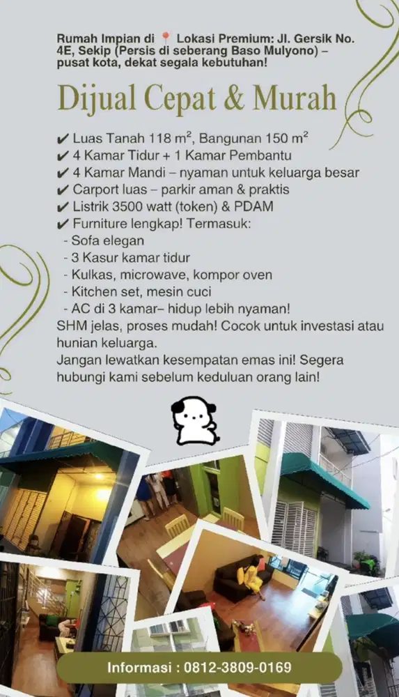 Jual rumah murah full furnesed