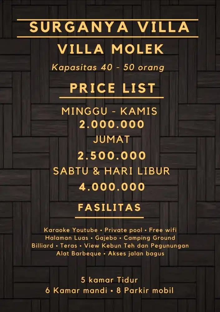 Villa molek puncak bogor dgn view pegunungan & udara ny yg dingin