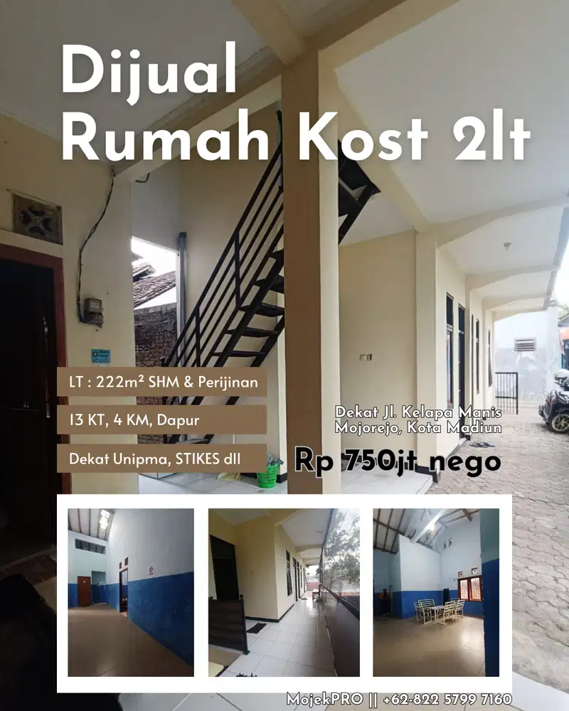 Dijual Rumah Kost 13 kamar dekat Stikes & Unipma