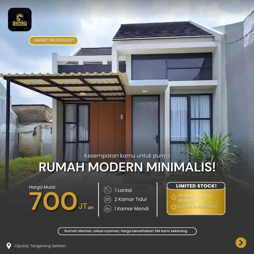 Rumah Cluster Mewah di Ciputat KPR nego