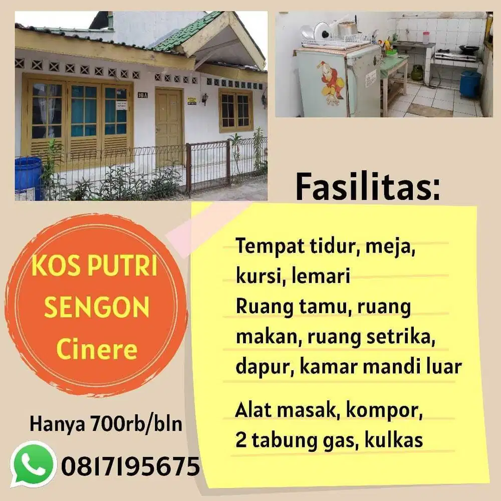 Kost Putri daerah Cinere Depok dekat Living Plaza & Pasar Segar.
