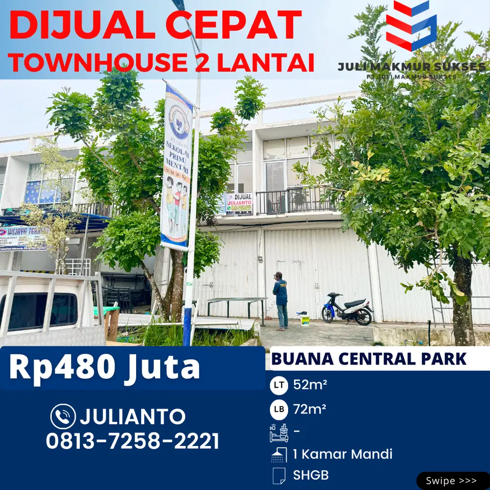TURUN HARGA Dijual CEPAT Townhouse 2LT di Buana Central Park Batam
