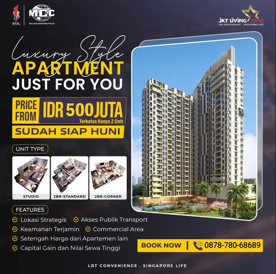 Apartemen 2 Kamar - Cicilan Seharga Kost2 an