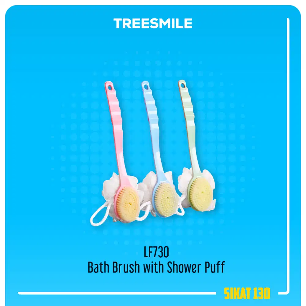 TREESMILE LF730 Back Rubbing Bath Brush with Shower Puff Sikat Mandi