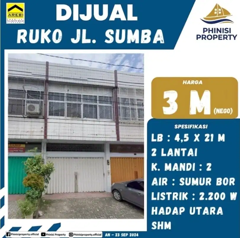 DIJUAL Ruko tengah Kota Jalan Sumba