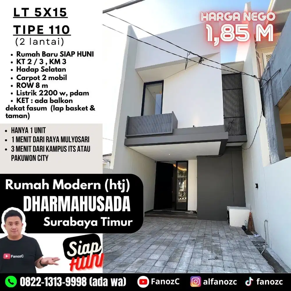 Jual rumah dharmahusada, rumah dharmahusada surabaya, rumah modern minimalis