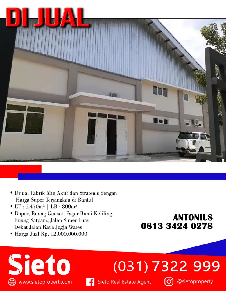 Dijual Pabrik Mie Aktif dan Strategis di Yogyakarta