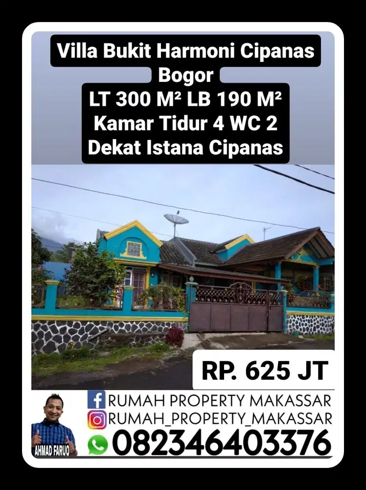 Villa Bukit Harmoni Cipanas Bogor Luas Tanah 300M² LB 190  Kmr 4 WC 2