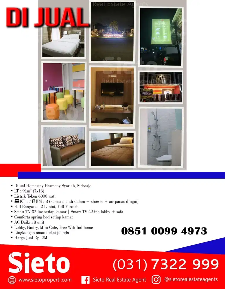 Dijual Homestay Harmony Syariah, Sidoarjo