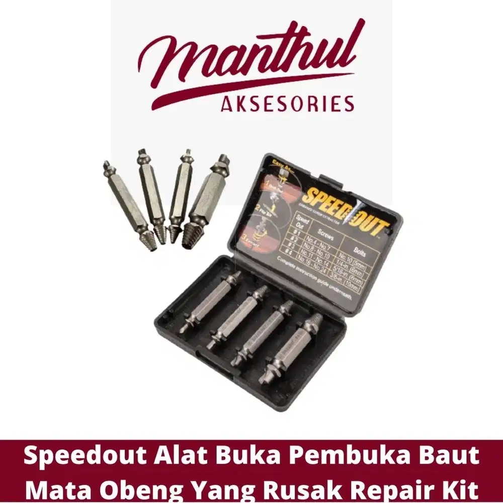Speedout Alat Buka Pembuka Baut Mata Obeng Yang Rusak Repair Kit