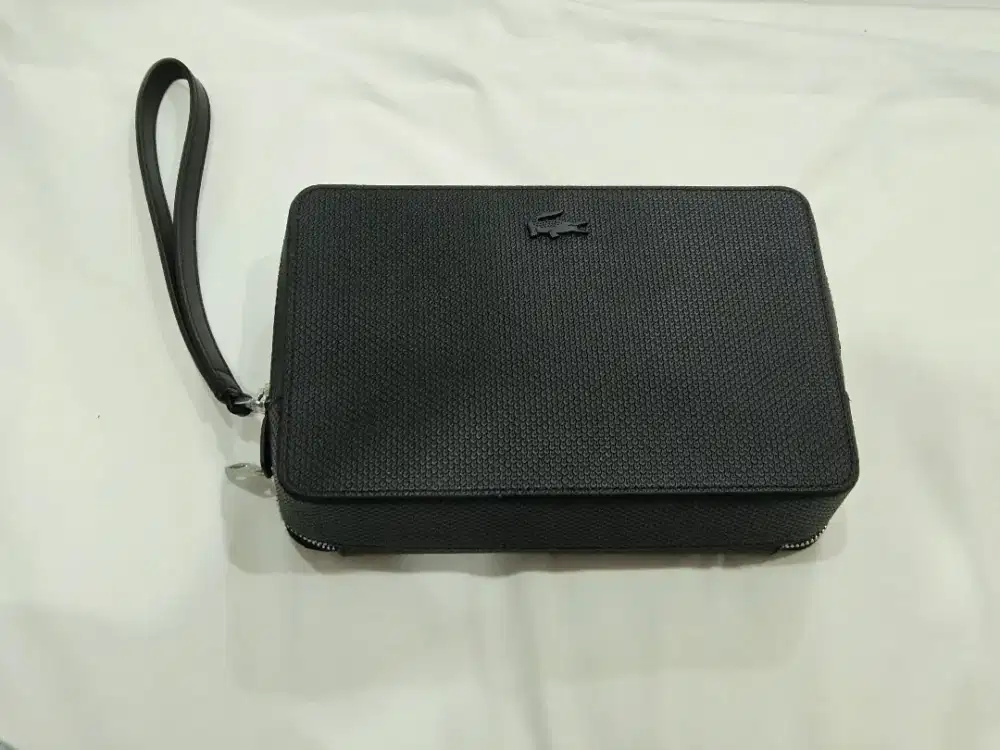 Lacoste men's chantaco piqué leather zip pouch