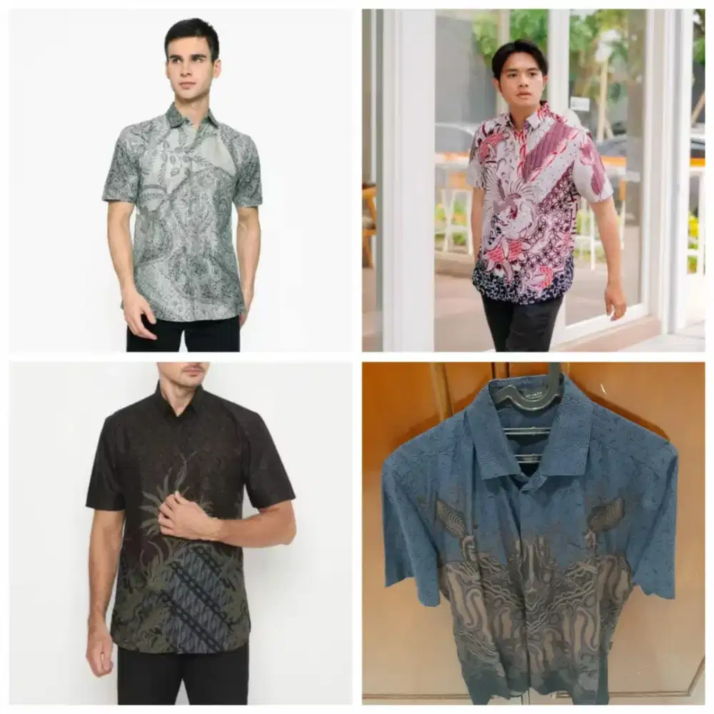 Kemeja Batik Pria Premium Pendek Premium Size L Slim Fit Motif Keren
