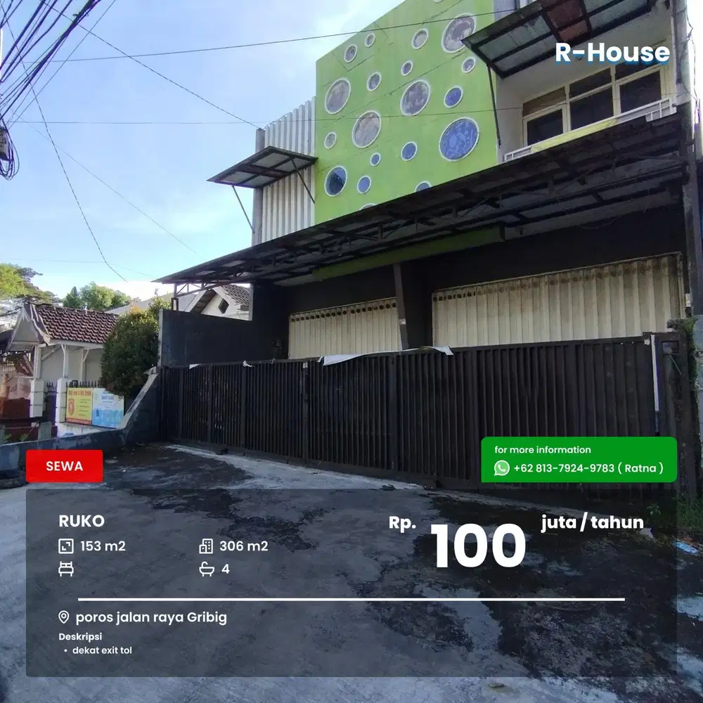 Ruko poros jalan raya Gribig