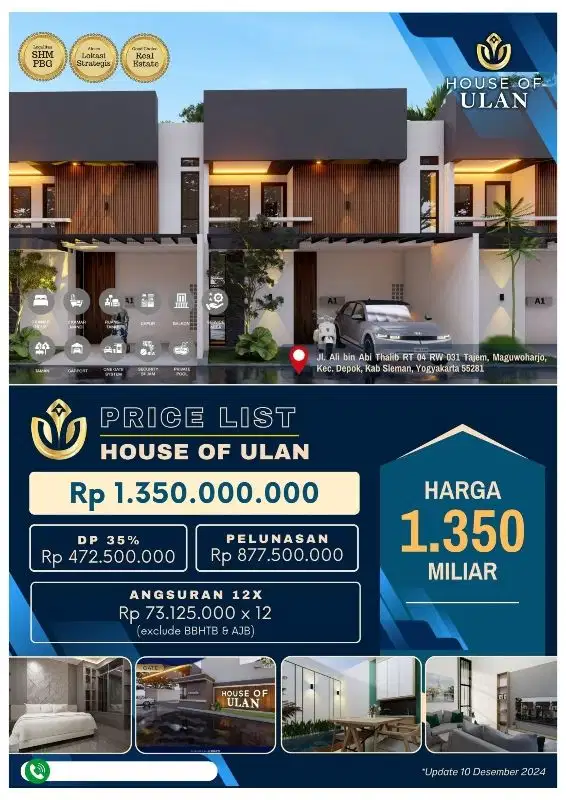 Rumah model villa dilengkapi privat pool siap huni langsung pemilik