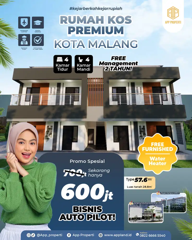 Dijual Rumah Kost 2 Menit Kampus UMM Malang