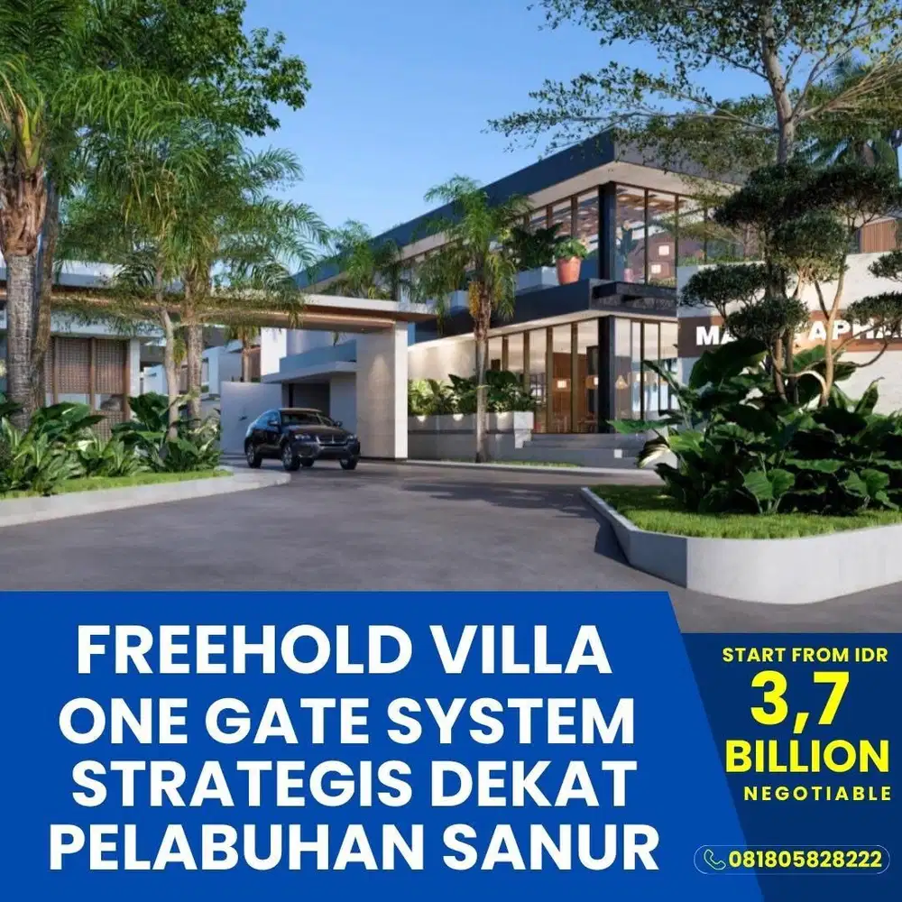 Freehold Villa One Gate Sistem Strategis Dekat Pelabuhan Sanur