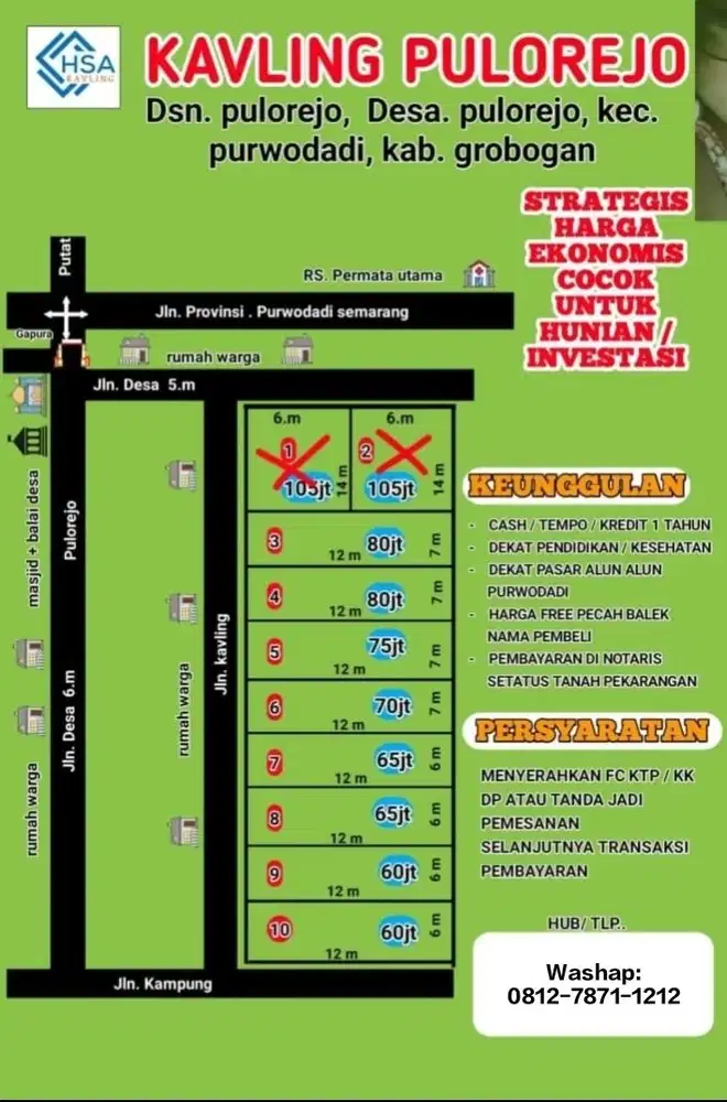 Jual Tanah kavling STRATEGIS Dekat ke Jalan Raya Purwodadi-Semarang