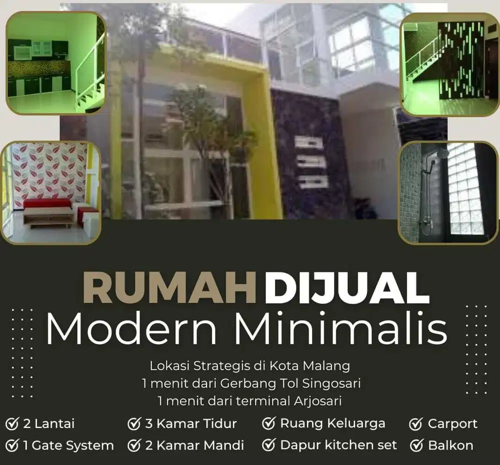 Jual / Sewa Rumah Modern lokasi Strategis dekat pintu Tol Malang
