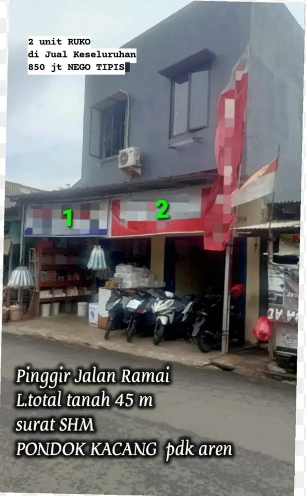 Ruko Pinggir Jalan Raya 2 Unit di PONDOK KACANG pondok aren