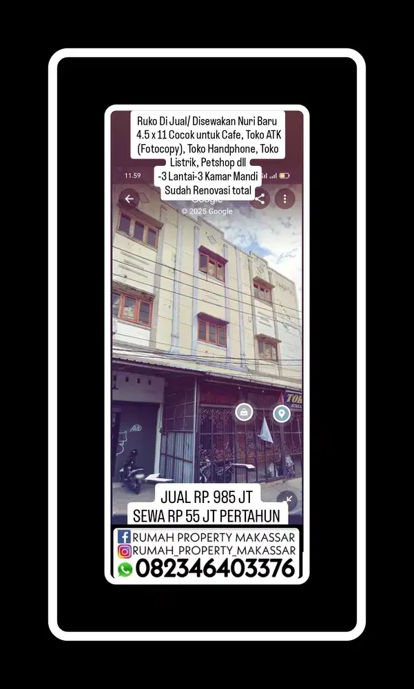 Ruko Di Jual Atau Disewakan Nuri Baru  4.5 x 11  WC 3 Lantai 3