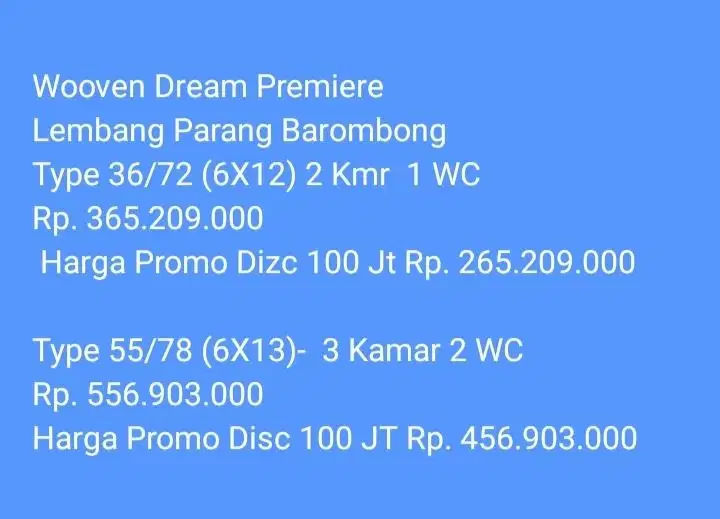Wooven  Dream Premiere  Lembang Parang Barombong T36/72 (6X12) &T55/78