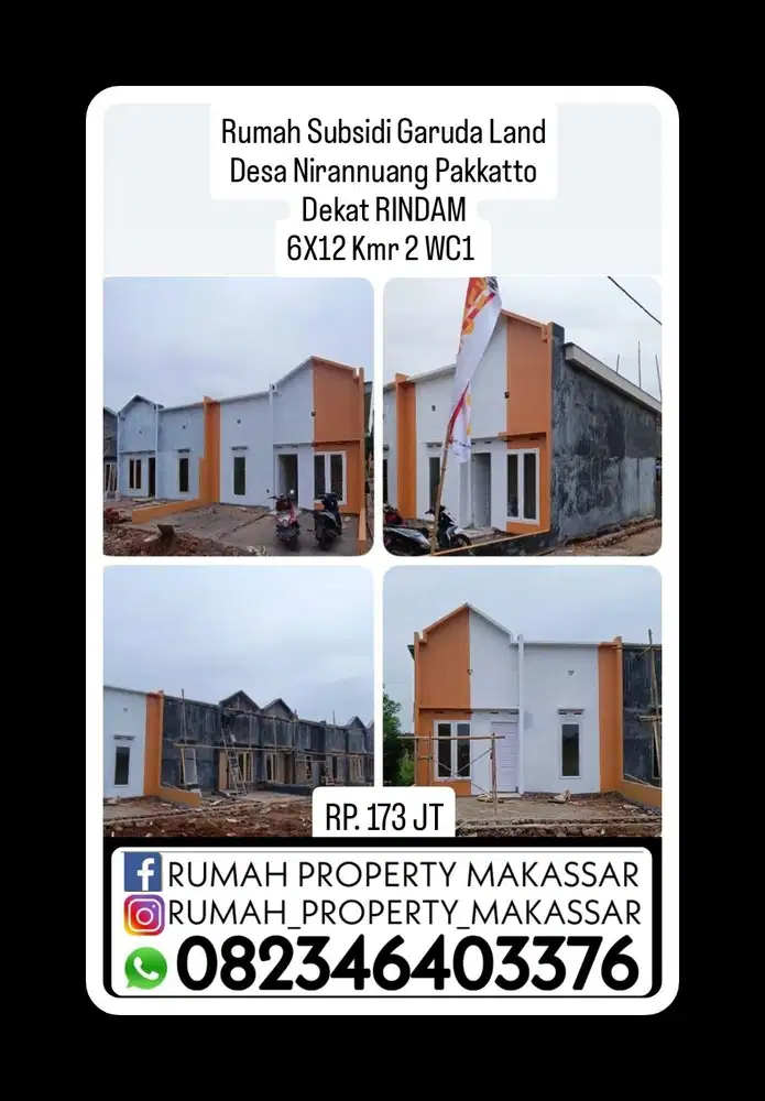 Rumah  Subsidi Garuda Land Desa Nirannuang Pakkatto Dekat RINDAM 6X12
