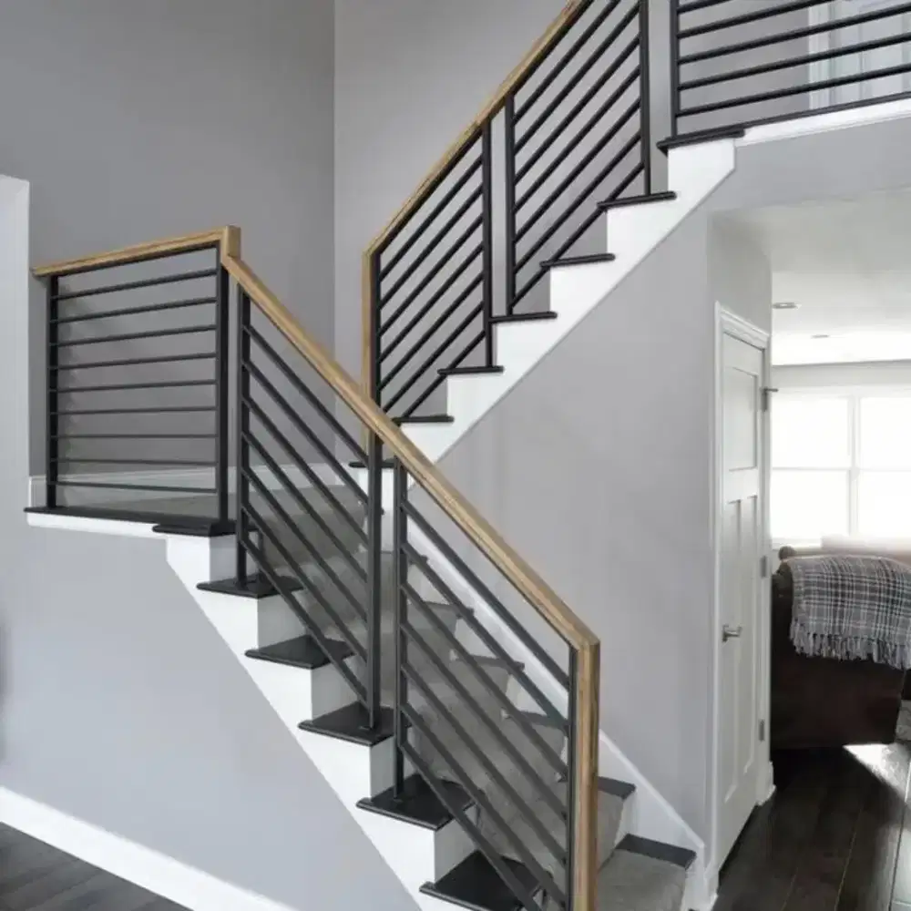 Railing Tangga Pegangan Kayu Bahan expanda rangka Hollow Galvanis