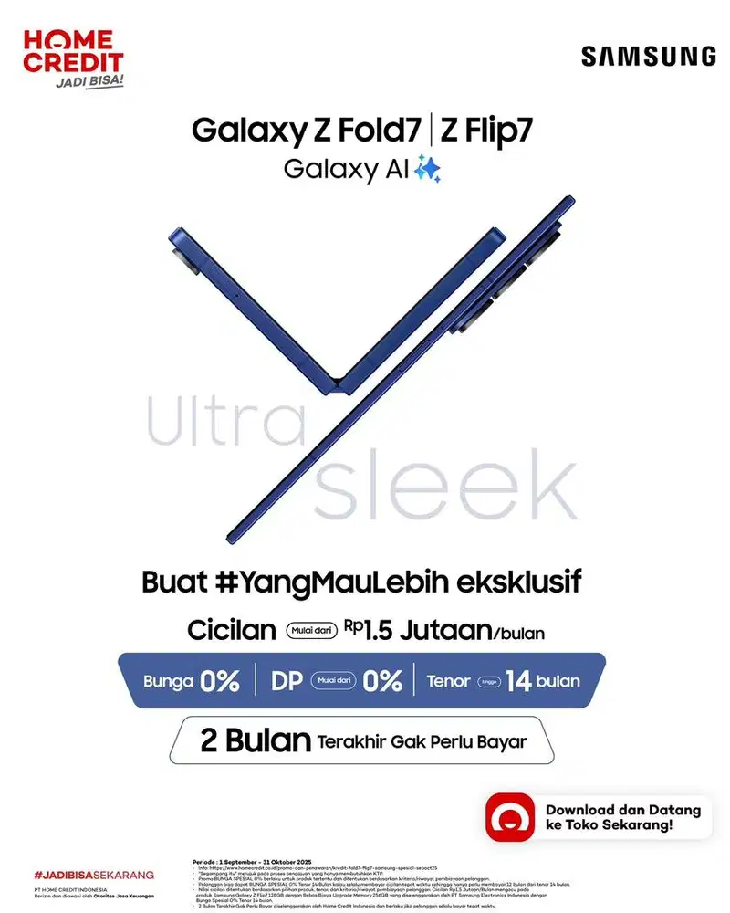 KREDIT SAMSUNG GALAXY Z FOLD 7 TANPA DP DI HOME CREDIT