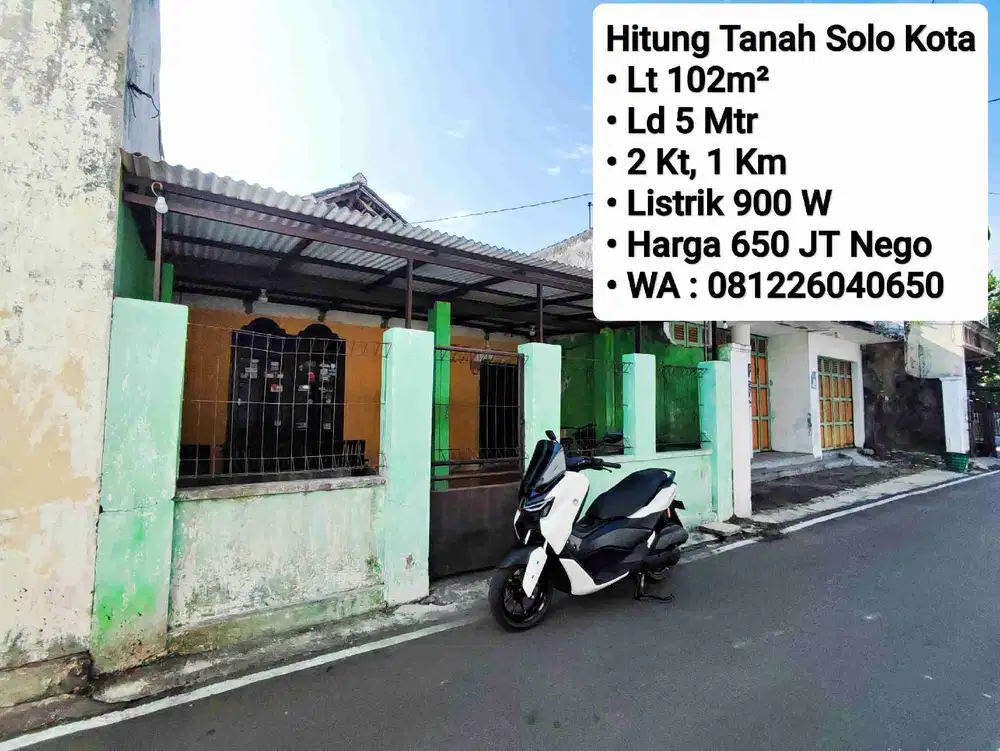 Jual Rumah Lama Hitung Tanah Area Solo Kota Banget, Dekat PARAGON MALL