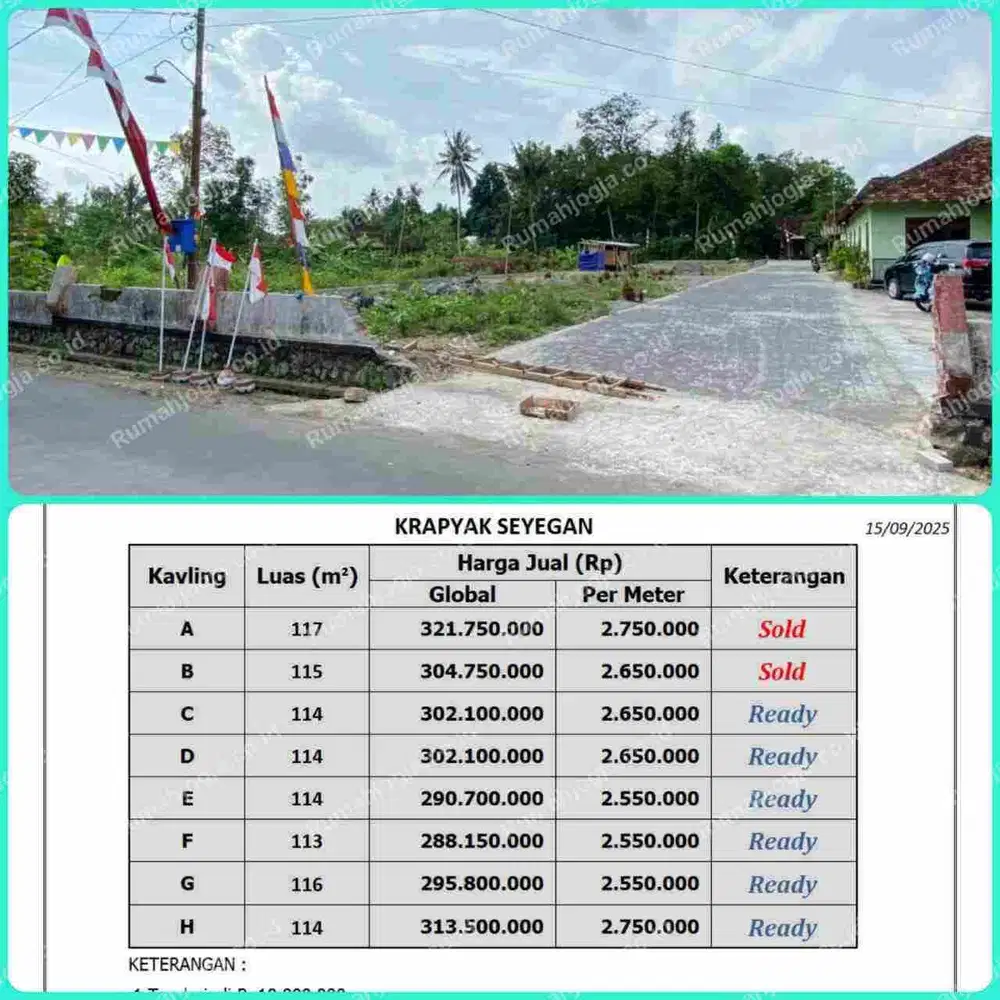 tanah kavling lingkungan nyaman dan asri seyegan