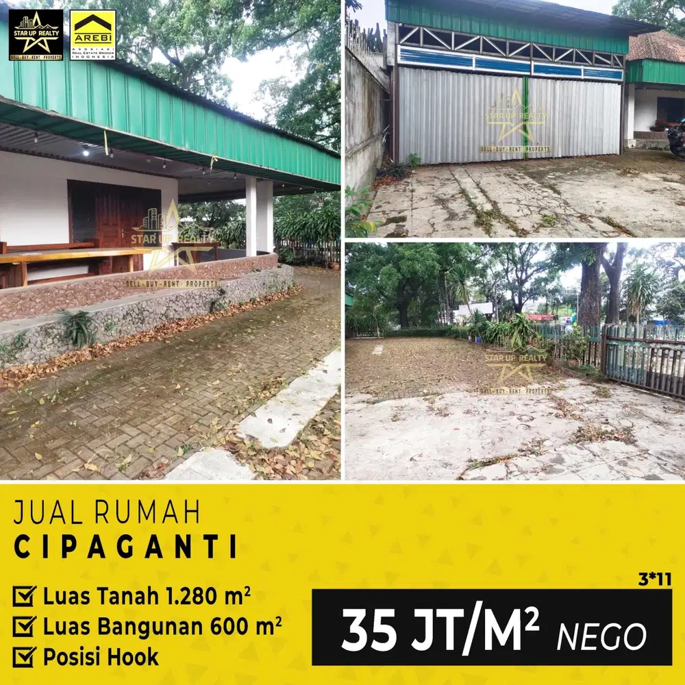 35jt per m2 Dijual Rumah di Mainroad jalan Cipaganti luas tanah1280 m2