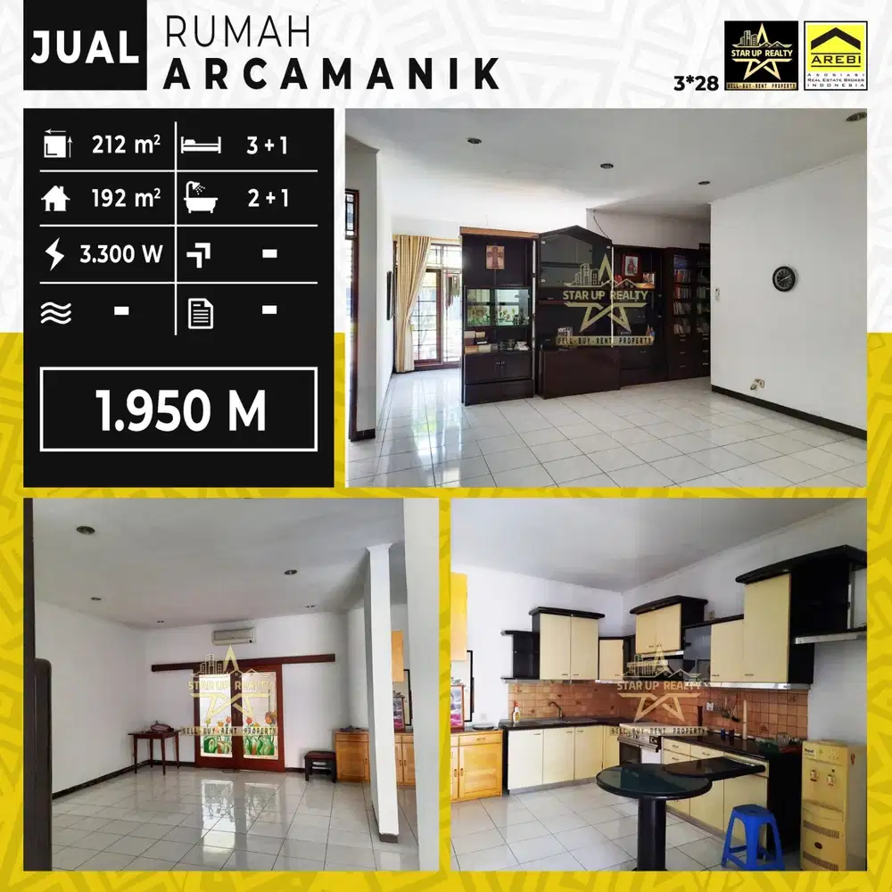 1,95 M Dijual cepat Rumah Arcamanik lt 212 lb 192 kt 4 km 3