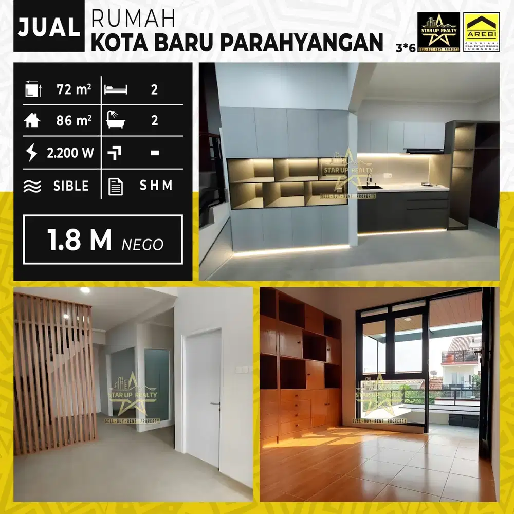 1,8 M DIjual cepat Rumah KBP kota baru parahyangan lt 72 lb 86 SHM