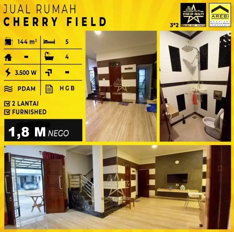 1,8 M nego dijual Rumah Furnished di Cherryfield Buah Batu
