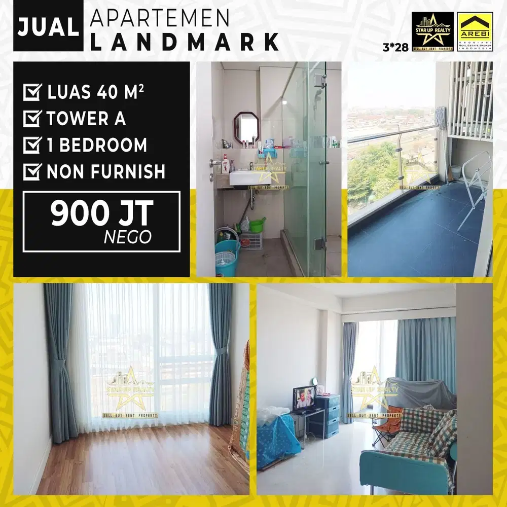 900 jt Dijual Aparteman Landmark Residence 1 bedroom luas 40 m2