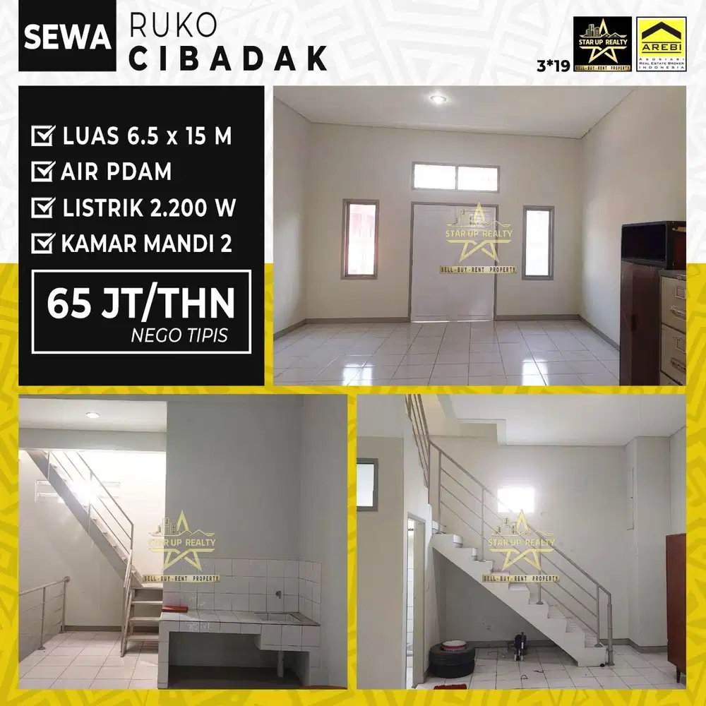 65 jt nego Disewakan Ruko 2 arah jalan Cibadak 2 lantai lt 97,5 lb 170