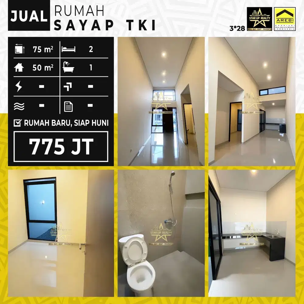 775 jt nego Dijual Rumah baru sayap TKI 1 Taman Kopo Indah 1 lt75 lb50