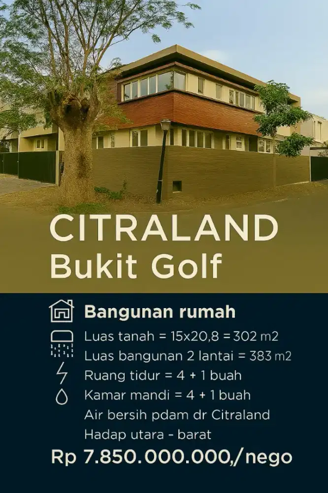 Rumah Baru Rumah Mewah di Citraland Bukit Golf Surabaya