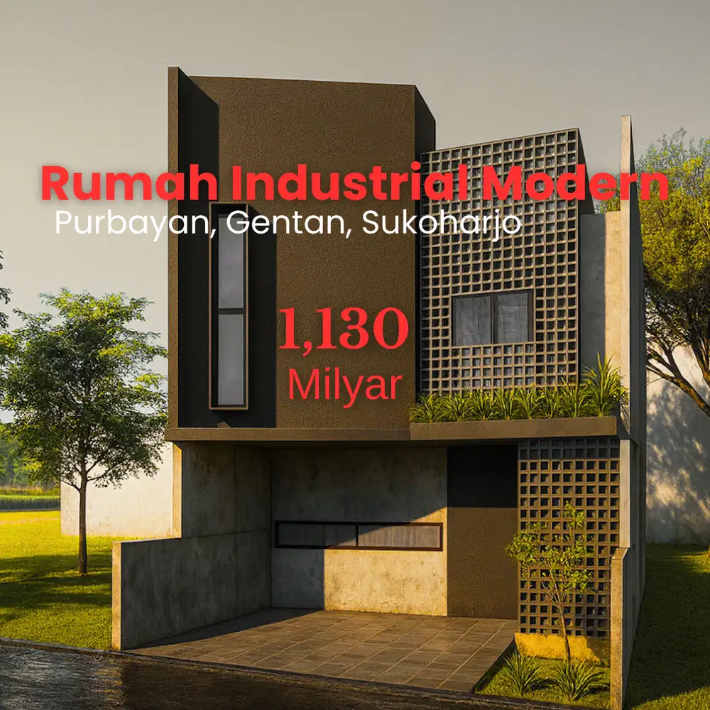 Rumah Baru di Purbayan Solo Type 80/193 Industrial Modern, DP Ringan